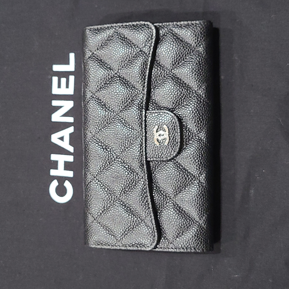 Chanel Black Quilted Caviar Wallet
